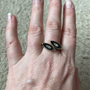 Black diamond and gold ring